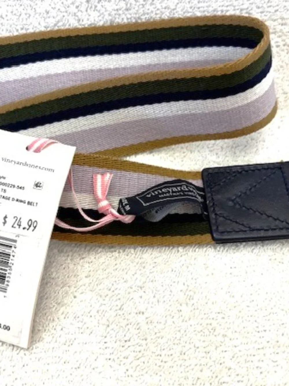 Vineyard Vines Heritage D-Ring striped belt in Iris Size M